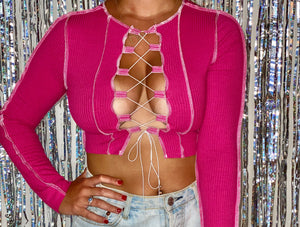 Laced Up Long Sleeve Crop